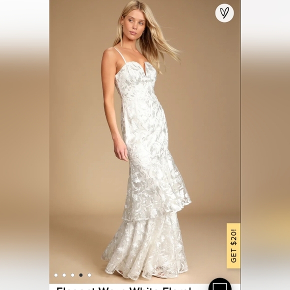 Lulu's Elegant Ways White Floral Embroidered Tiered Maxi Dress - Picture 2 of 13